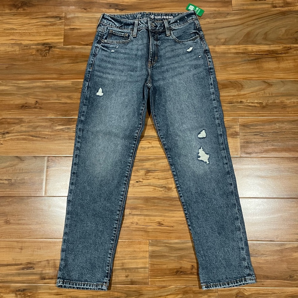 Gap Girl’s Size 16 Girlfriend Distressed Blue Jeans New With Tags